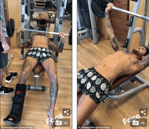 Football Star, Neymar Hits The Gym As He Recovers From Injury (Photos)