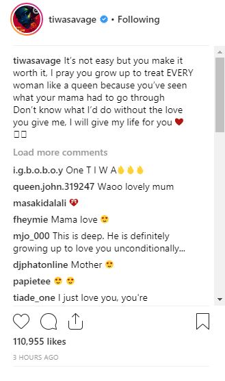 ‘I Pray You Treat Every Woman like a Queen’- Tiwa Savage Breaks Down In An Emotional Post To Jamjam