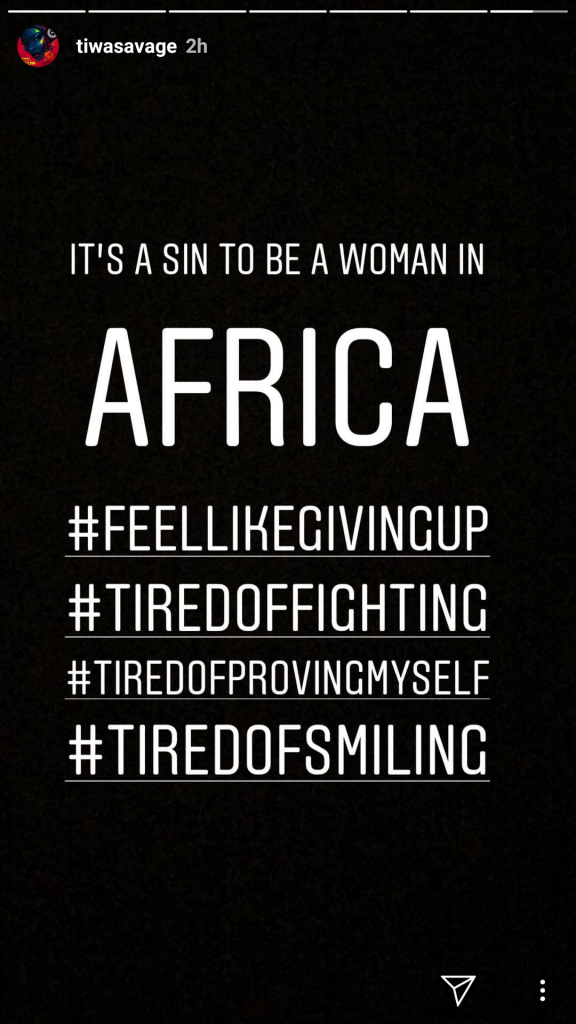 I feel like giving up, I’m tired of proving myself – Tiwa Savage Cries Out
