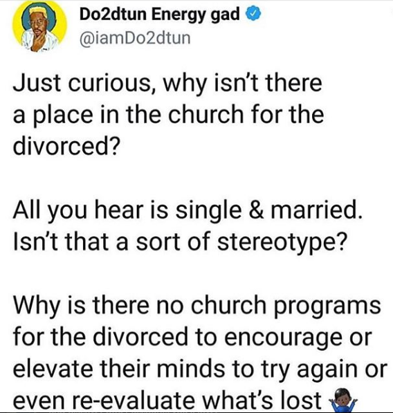 ‘Why isn’t there a place in the church for the divorced? – OAP Dotun Laments