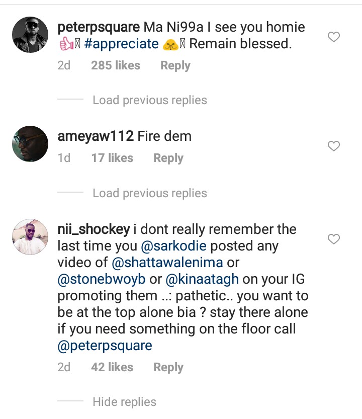 Fans Come For Rapper, Sarkodie For Posting Peter Okoye’s Latest Song, ‘Wokkie Wokkie’
