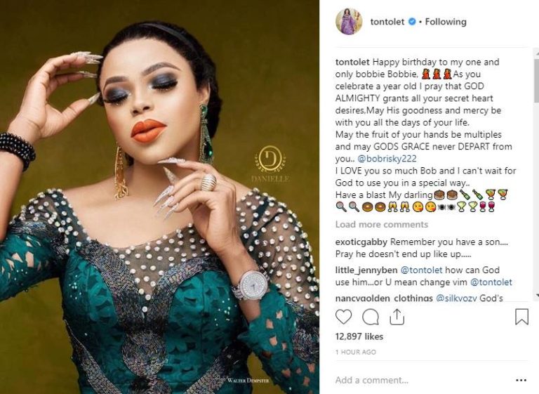 Nollywood Actress Tonto Dikeh Pens Down Sweet Birthday Message To Bobrisky