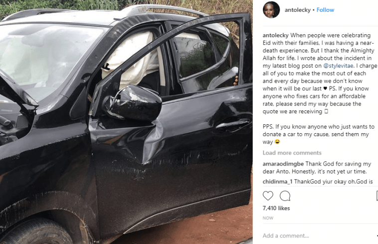 BREAKING!! Big Brother Naija star, Anto Involved In Car Accident! (Photos)