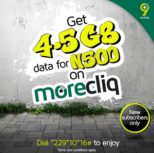 HOT!! Get 4.5GB For N500 on 9Mobile