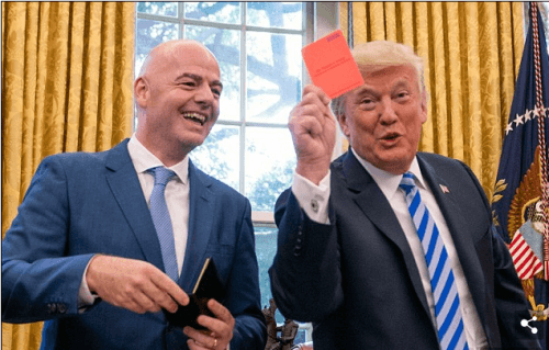 NO VAR! Donald Trump Receives Red Card From FIFA President (See Photos)