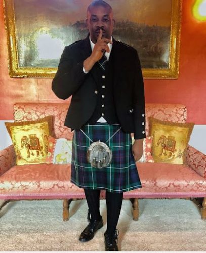 Photos: Don Jazzy Rock Skirt as he Arrives Scotland for Vacation