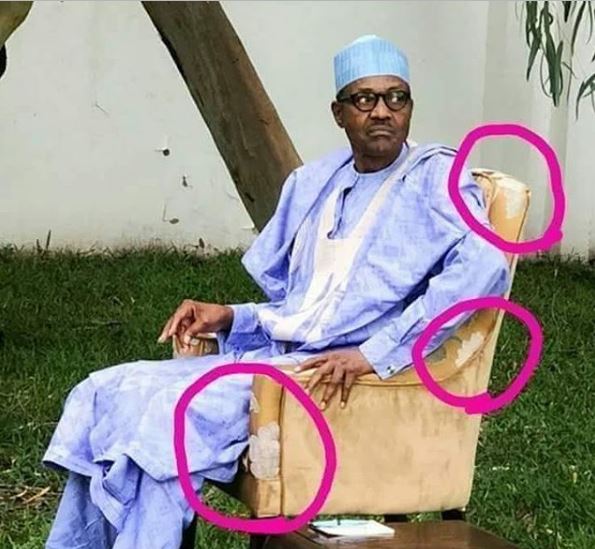 Recent Photo of President Buhari Shows Him Sitting on a Torn Chair, Nigerians Reacts (Photos)