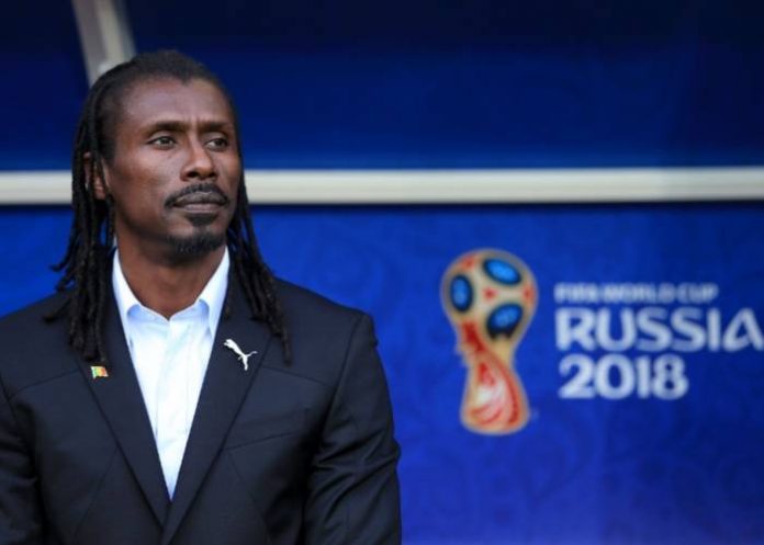 Senegal coach Aliou Cisse looks on during his team's World Cup match against Poland