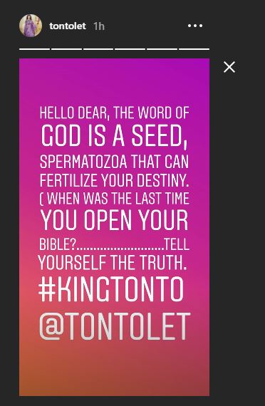 ‘The Word Of God Is A Sperm, That Can Fertilize Your Destiny’- Tonto Dikeh Says