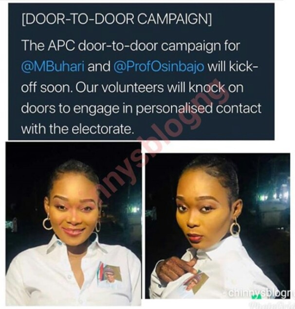 APC Employs Pretty Slay Queens To Do Door To Door Campaign For Buhari & Osibanjo (See Photos)