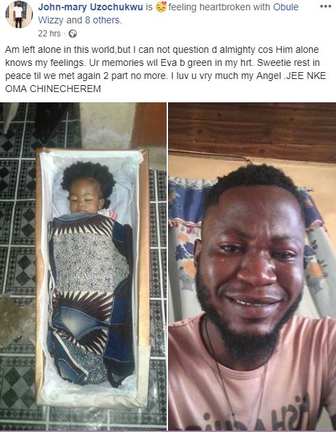 Heartbroken Nigerian Man Cries Bitterly After Loosing His Baby 2days After She Fell Sick (Photos)