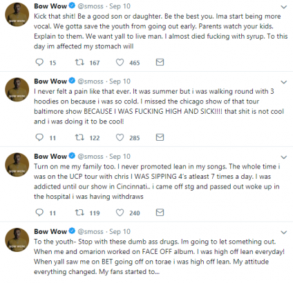 I Almost Died Of Codeine Addiction – American Rapper Bow Wow Tells His Fans