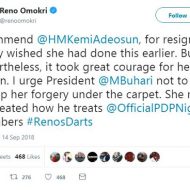 Here’s How Reno Omokri Reacted to Kemi Adeosun Honorably Resigning Over NYSC Certificate