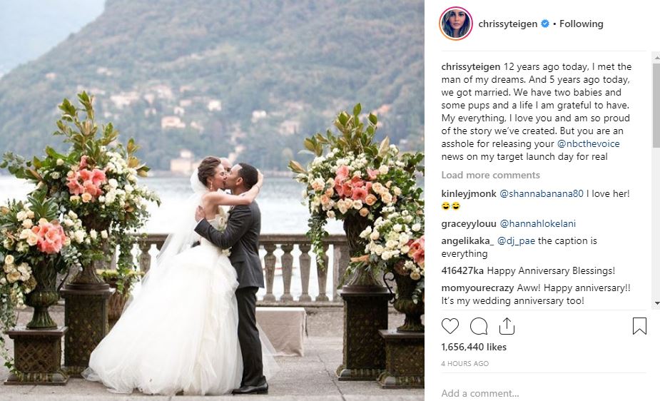 John Legend And His Wife Chrissy Teigen Celebrates 5th Wedding Anniversary With Loved Photos