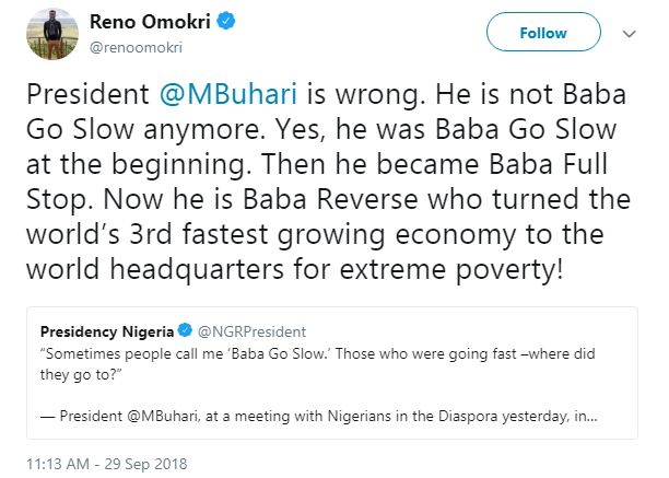 'Buhari is a Coward, He Was Baba Go Slow Now He's a Full Stop'- Reno Omokri Goes Ballistic