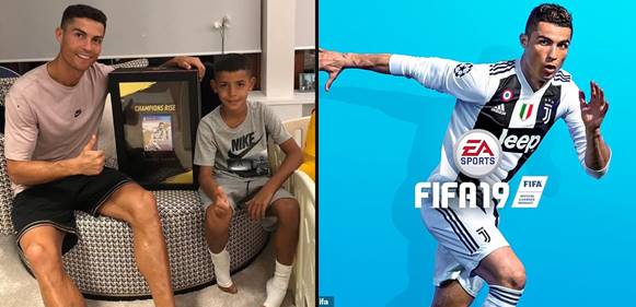 Cristiano Ronaldo proudly covers the world’s first copy of FIFA’19
