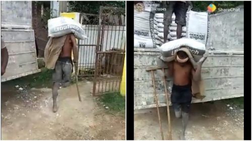 One Legged Man Spotted Carrying A Bag Of Cement