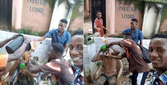Photos: Final Year Students Drink Muddy Water To Celebrate Their Graduation