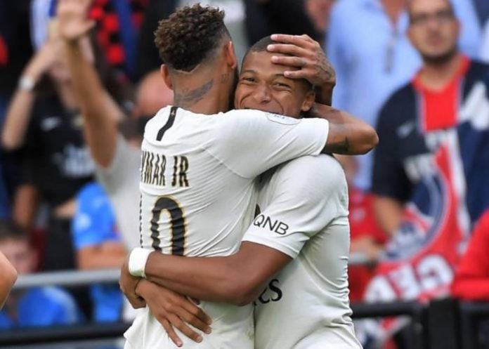 Neymar and Kylian Mbappe celebrate PSG's turnaround. AFP
