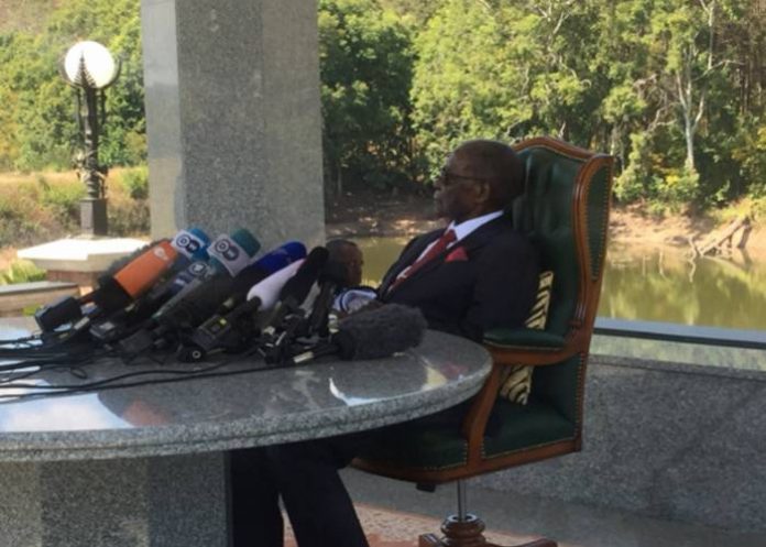 Former Zimbabwean President Robert Mugabe ahead of his press conference at his Blue Roof Residence in Harare. Clement Manyathela-EWN.